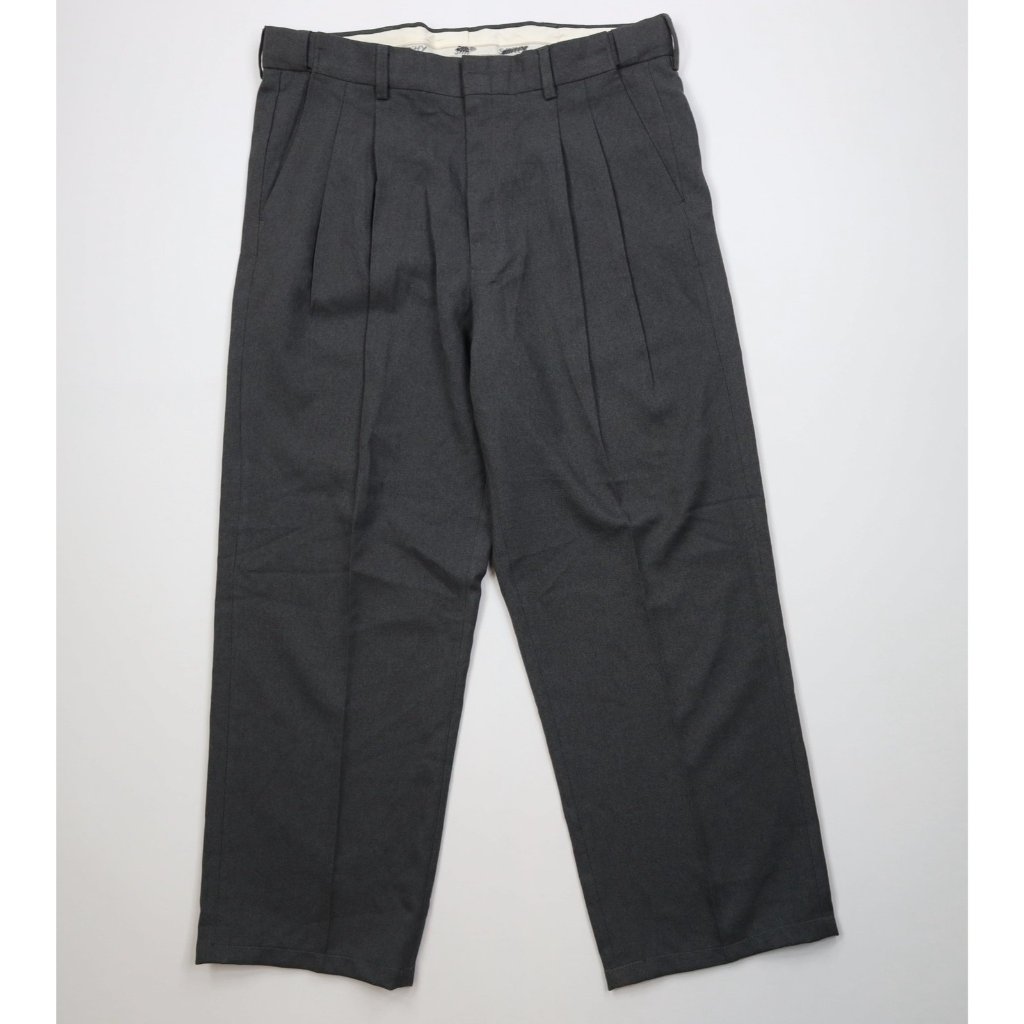 Vtg 90s Streetwear Mens 38x30 Pleated Knit Wide Leg Chino Pants Trousers Gray